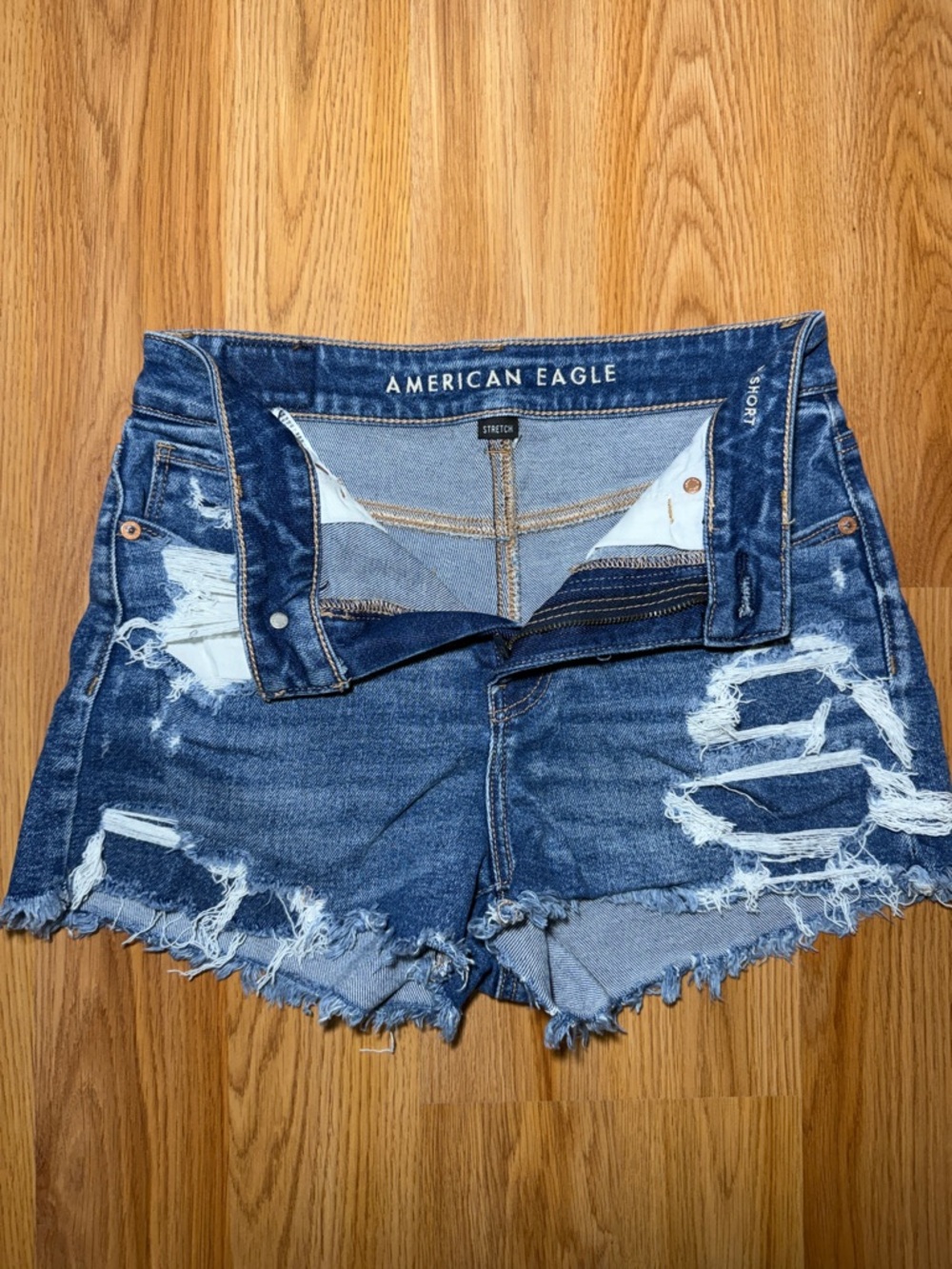 American Eagle Outfitters Mom Shorts Distressed Denim Cutoff Shorts - Blue